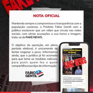 Canalhice e covardia!!! Oposição em Caxias ataca o prefeito Fábio Gentil com factoides sem fundamentos…