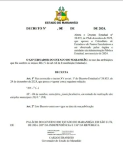 Brandão decreta ponto facultativo nesta sexta-feira para facilitar votação nas eleições municipais
