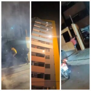 Motoboys “tocam o terror” ao soltar foguetes e derrubar portão de condomínio de área nobre de São Luís
