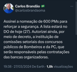 Governador Carlos Brandão assina nomeado de 600 novos policiais que irão reforçar a Segurança Pública no Maranhão
