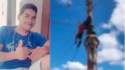Homem morre após receber descarga elétrica e fica pendurado em poste de energia em Dom Pedro MA
