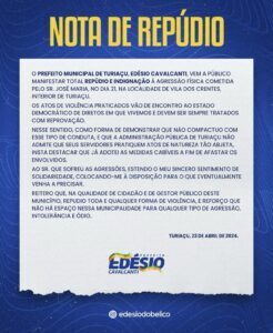 Prefeito Edesio Cavalcante repudia ato de violência praticado na zona rural de Turiaçu.