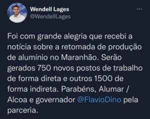 Wendell Lages destaca retomada da Alumar