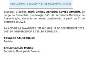 Braide completa 40 dias sem secretário de Comunicação…
