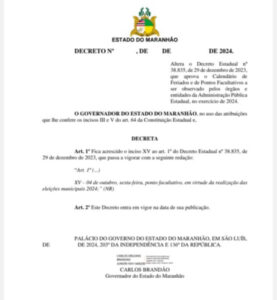 Governador Carlos Brandão decreta ponto facultativo no dia 4 de outubro, sexta-feira