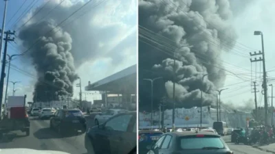 Corpo de Bombeiros realiza rescaldo em Atacarejo