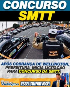 Após cobrança de Wellington, Prefeitura inicia licitação para concurso da SMTT