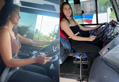 “Minha paixão é a estrada”, diz mulher que se tornou motorista de ônibus após morte do irmão em acidente de moto