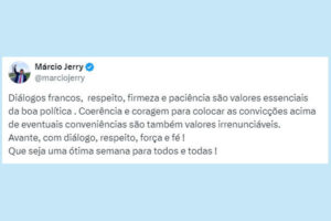 Márcio Jerry manda recado e prega diálogo e coerência no seu grupo