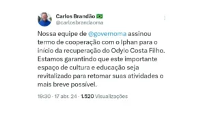 Brandão anuncia parceria para revitalização do Centro de Criatividade Odylo Costa Filho