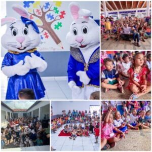 Projeto da primeira dama Érica Costa leva alegria as crianças das escolas públicas de Tuntum durante a Páscoa