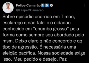 Felipe Camarão fala do episódio com militante digital em Timon