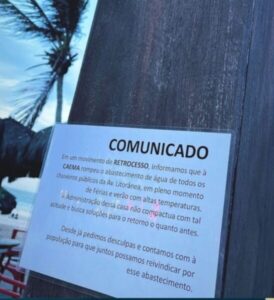 Donos de bares dizem que Caema cortou água de chuveiros na Litorânea