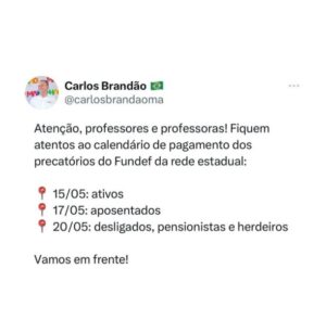 Brandão anuncia novas datas de pagamento dos precatórios para os professores