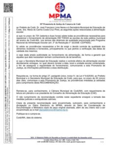 Ministério Público exige regularização da merenda escolar em Codó