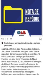OAB-MA se mete a criticar programa de TV e divide opiniões na internet