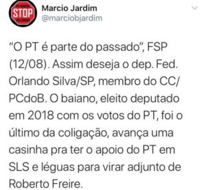 Márcio Jardim vê desdem de comunista em crítica ao PT