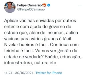 Felipe Camarão, que tem indicado na MOB, provoca Eduardo Braide