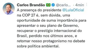 Brandão destaca presença de Lula e do Governo do Maranhão na COP 27°