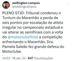 Sampaio informa que primeiro jogo da final do Campeonato Maranhense foi anulado, após decisão do STJD