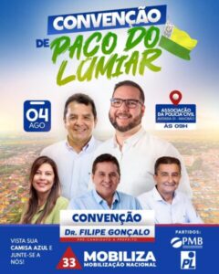 Convenção do Mobiliza vai oficializar Dr. Filipe Gonçalo como candidato a prefeito em Paço do Lumiar