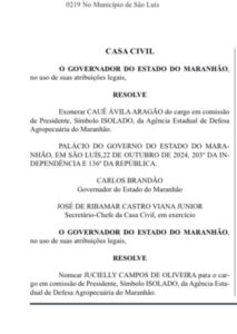 Cauê Aragão é exonerado da AGED, e Jucielly Oliveira é nomeada nova presidente