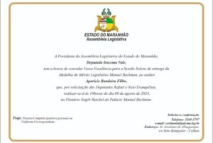 Aparício Bandeira vai receber medalha Manuel Beckman na Assembleia…
