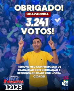 Vereador Nildo Santos estoura as urnas com 3.241 votos em Chapadinha