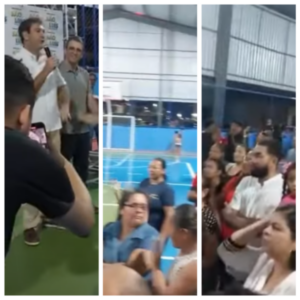 Braide discursa para quadra quase vazia na Vila Conceição