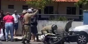 Carro bate em motocicleta da SMTT e agente de trânsito fica ferido em São Luís