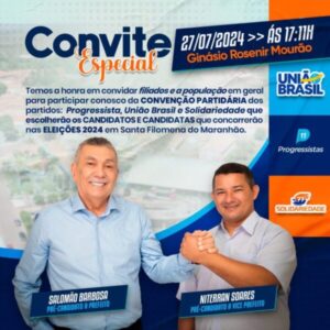 Convenção que confirmará as candidaturas de Salomão a prefeito e Niterram a vice em Santa Filomena será sábado (27)