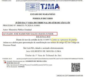 Promotor se declara suspeito e Júri do caso Décio com Júnior Bolinha é cancelado