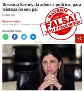 Roseana Sarney rebate notícia de aposentadoria e denuncia fake news