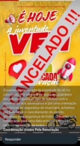 Cancelamento de motociata expõe fracasso da Campanha de Dico da Farmácia