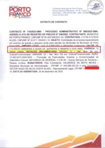 Deoclides contratou pequena distribuidora de bebidas para realizar carnaval de Porto Franco por quase R$ 1 milhão
