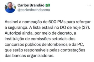 Brandão assina nomeação de 600 novos policiais para a Segurança do Maranhão