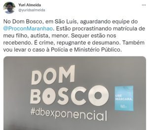Colégio Dom Bosco é acusado de negar matrícula para criança autista
