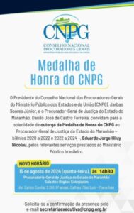 Ex-procurador-geral de Justiça do Maranhão, Eduardo Jorge Hiluy Nicolau, receberá medalha de honra do CNPG