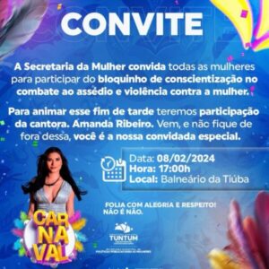 Participe do Bloquinho de Conscientização no Combate ao Assédio e Violência Contra Mulher