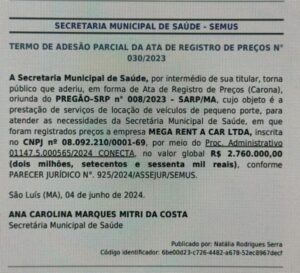 Braide responde crise no SAMU com contrato milionário para locação de veículos
