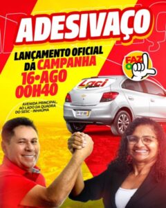 Laci iniciará campanha com adesivaço após a meia noite desta quinta-feira na Avenida Principal de Raposa