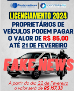 FAKE NEWS! Sindicato divulga data errada da alteração dos valores do Detran