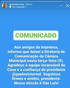 Igor Almeida deixa Comunicação da Câmara…