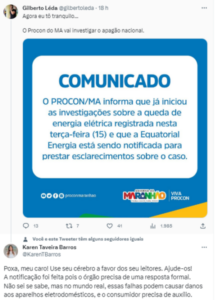 Diretora do Procon-MA se incomoda com ironia: ‘Use seu cérebro’