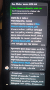 Cleber Verde pressiona Baleia Rossi após saída do MDB da gestão Braide