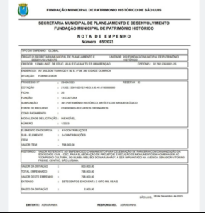Escola firmou contrato de R$ 798 mil com a Prefeitura de SLZ para fazer monumento