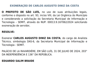 Braide exonera servidor dono de veículo encontrado com R$ 1 mi em SLZ