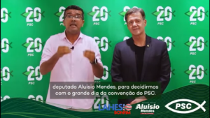 Ao lado de Aluísio Mendes, Lahésio Bonfim informa sobre convenção do PSC