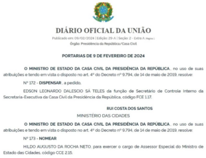 Hildo Rocha volta ao Ministério das Cidades