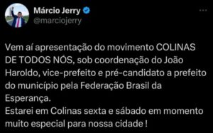 Márcio Jerry reage e confirma candidatura do irmão João Haroldo em Colinas…
